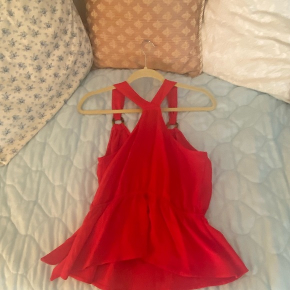 Red wrap top with tie - Picture 3 of 3